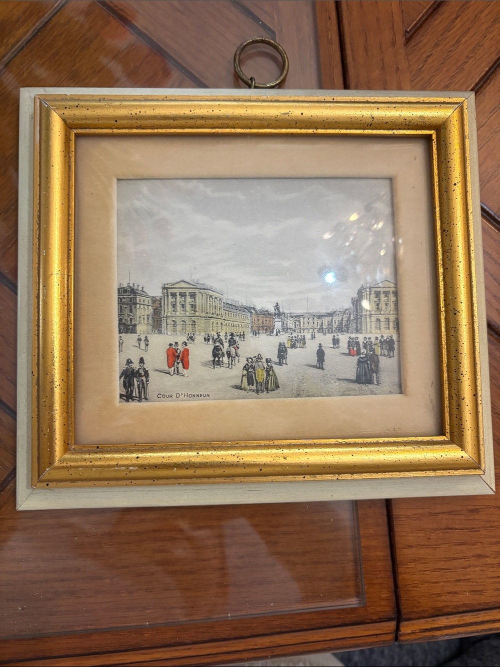 Gold Framed Vintage Style Wall Art - Gold Parisian scene 7.5x7.5